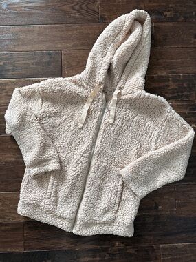 Cozy Hooded Teddy Jacket in Cream - Women's Zip-Up